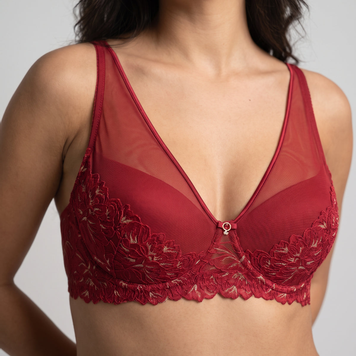 Nykd By Nykaa The Bridal Edit Lacy Padded Wired Bra-NYB478 Red