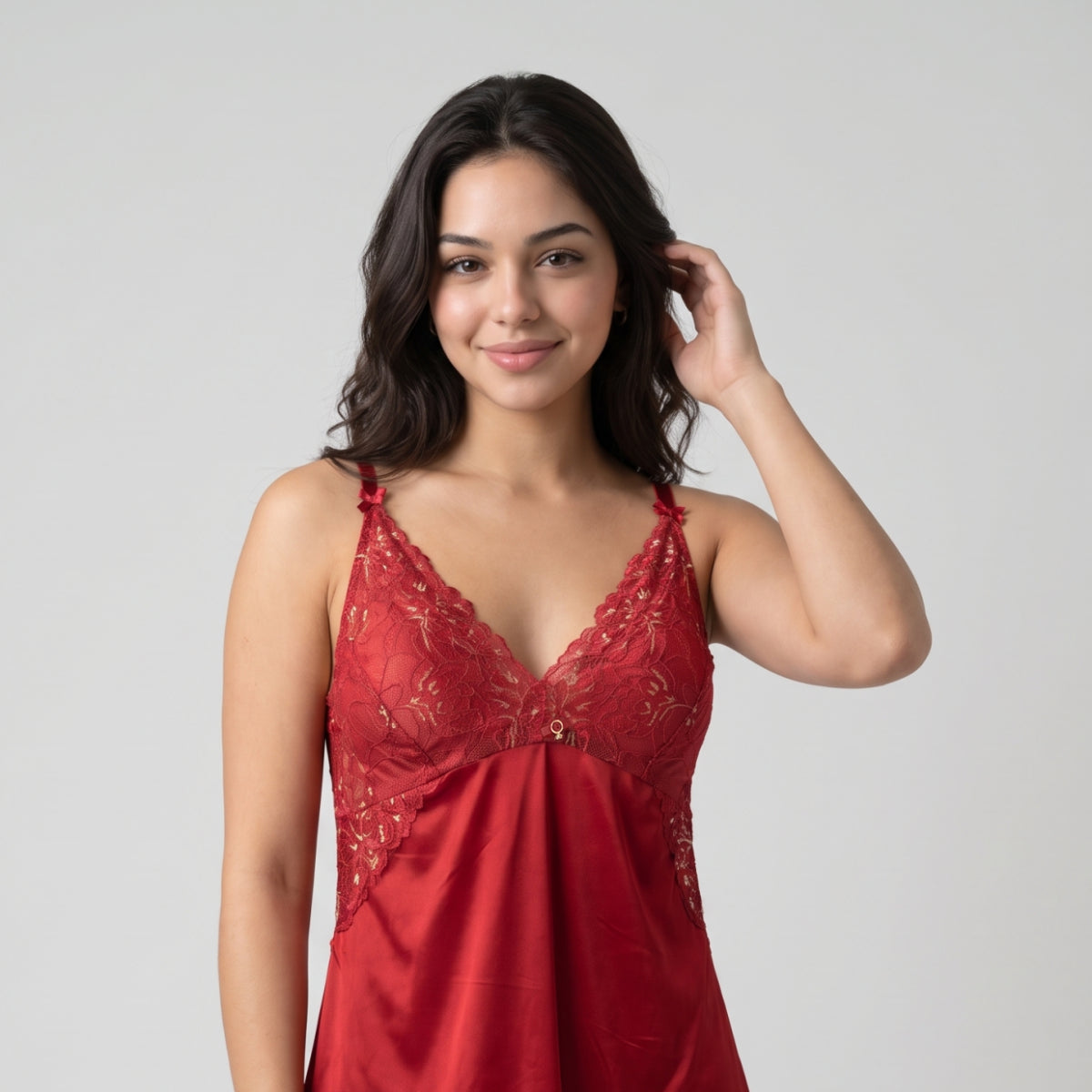 Nykd By Nykaa The Bridal Edit Lace Babydoll with Thong-NYS143 Red