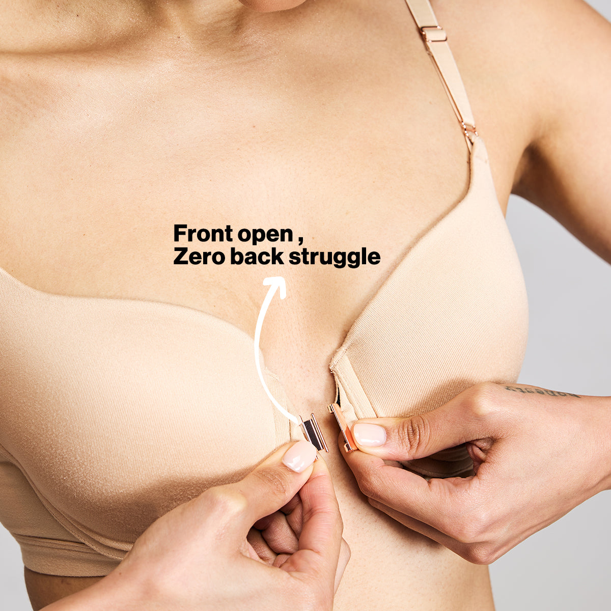 Nykd By Nykaa Infinity Edge Front Open Padded Wired Level 2 Push Up Bra NYB395 Skin