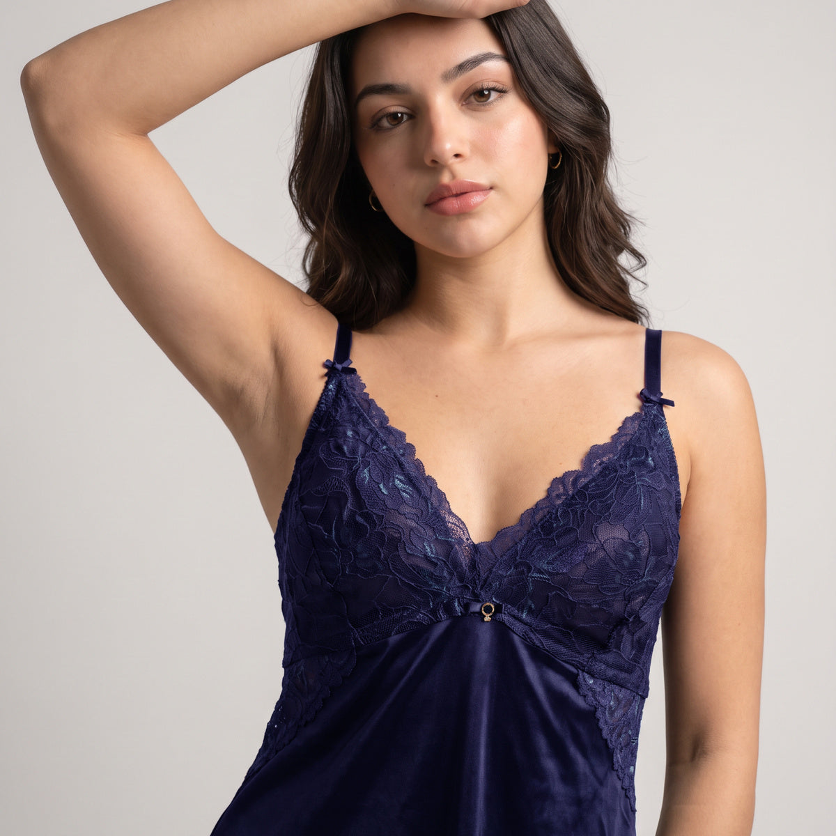 Nykd By Nykaa The Bridal Edit Lace Babydoll with Thong-NYS143 Navy