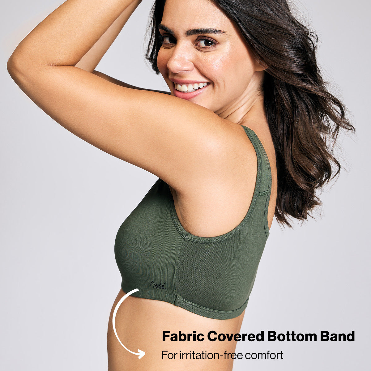 Soft cup easy-peasy slip-on bra with Full coverage-NYB113-Bettle green
