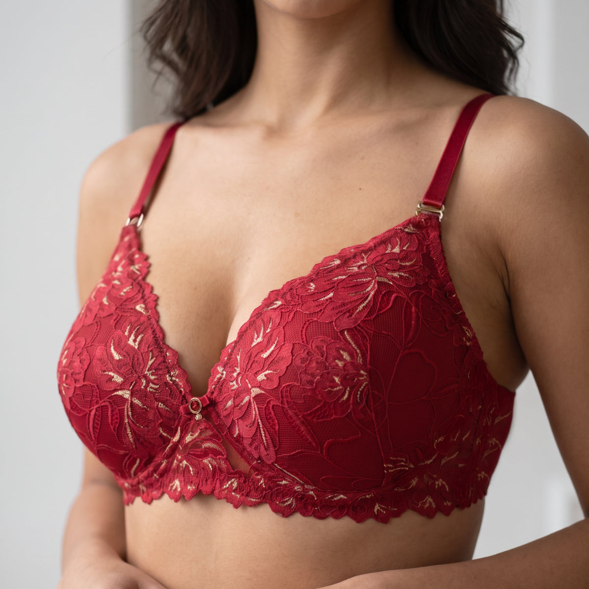Nykd By Nykaa The Bridal Edit Lacy T-Shirt Padded Non-Wired Bra-NYB477 Red