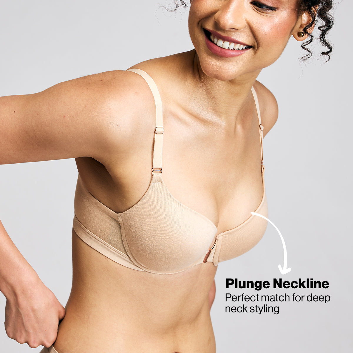 Nykd By Nykaa Infinity Edge Front Open Padded Wired Level 2 Push Up Bra NYB395 Skin