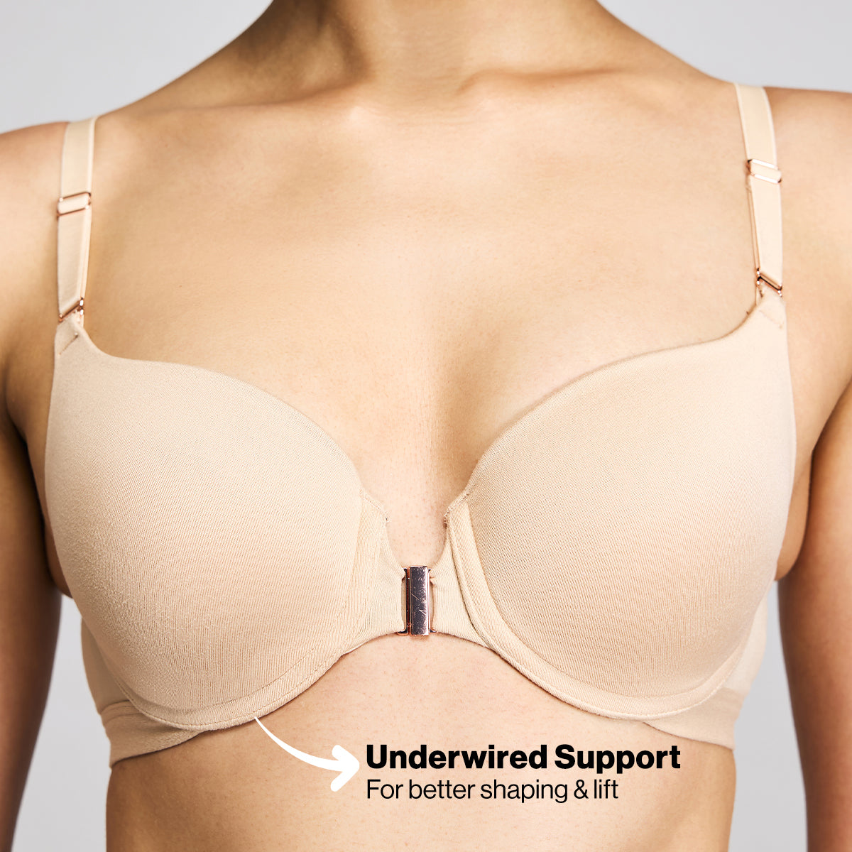 Nykd By Nykaa Infinity Edge Front Open Padded Wired Level 2 Push Up Bra NYB395 Skin