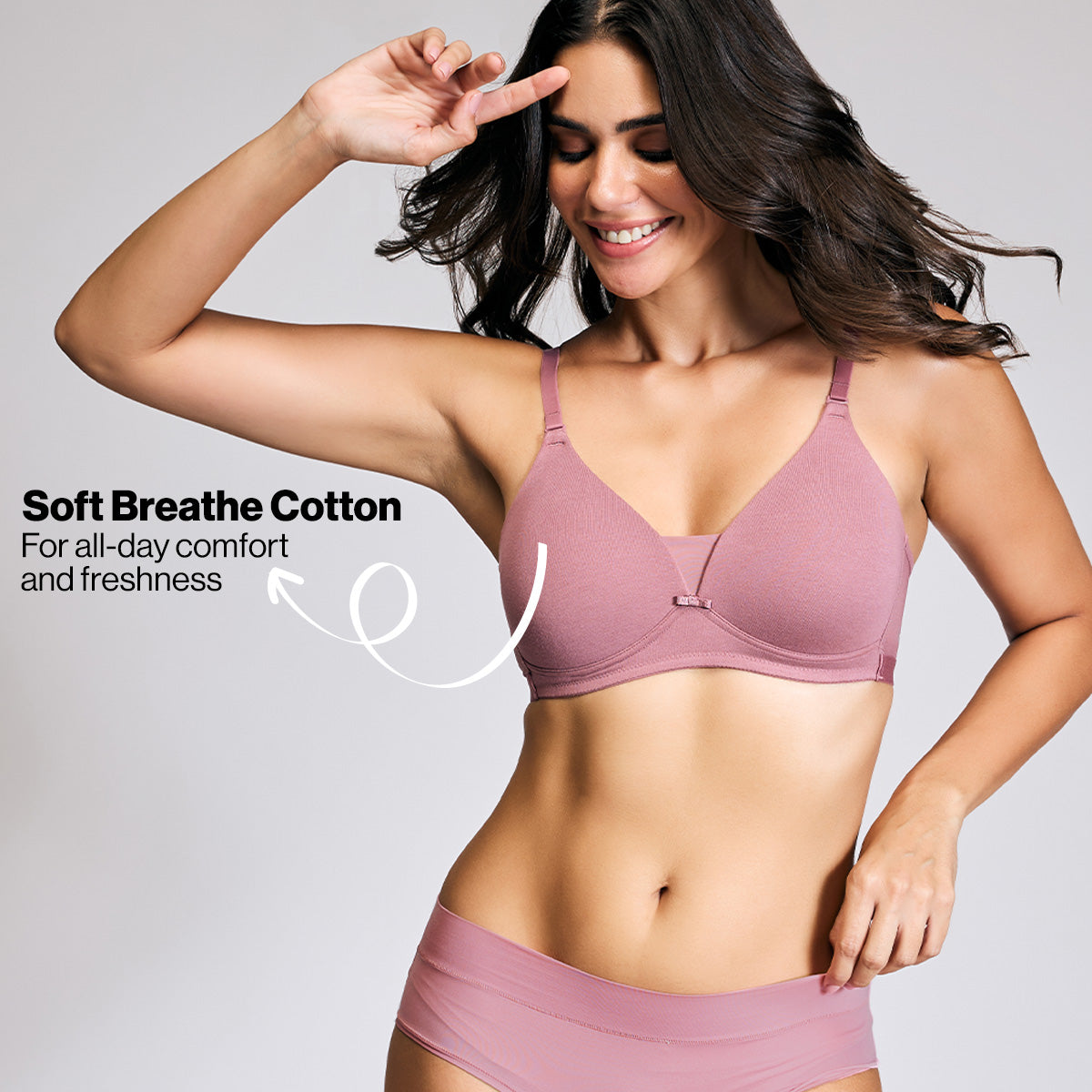 Nykd By Nykaa Breathe Cotton Triangle Cup Padded Non Wired T-Shirt Bra NYB003 Mauve