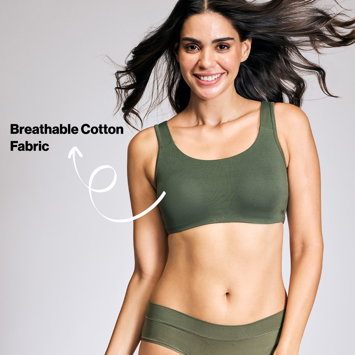Soft cup easy-peasy slip-on bra with Full coverage-NYB113-Bettle green