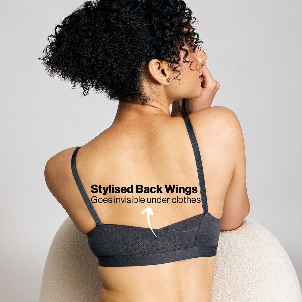 Nykd By Nykaa Infinity Edge Front Open Padded Wired Level 2 Push Up Bra NYB395 Dark Grey