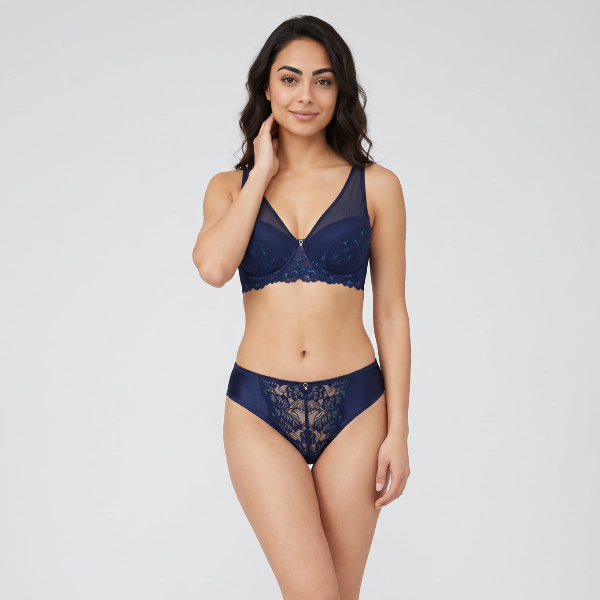 Nykd By Nykaa The Bridal Edit Lacy Padded Wired Bra-NYB478 Navy