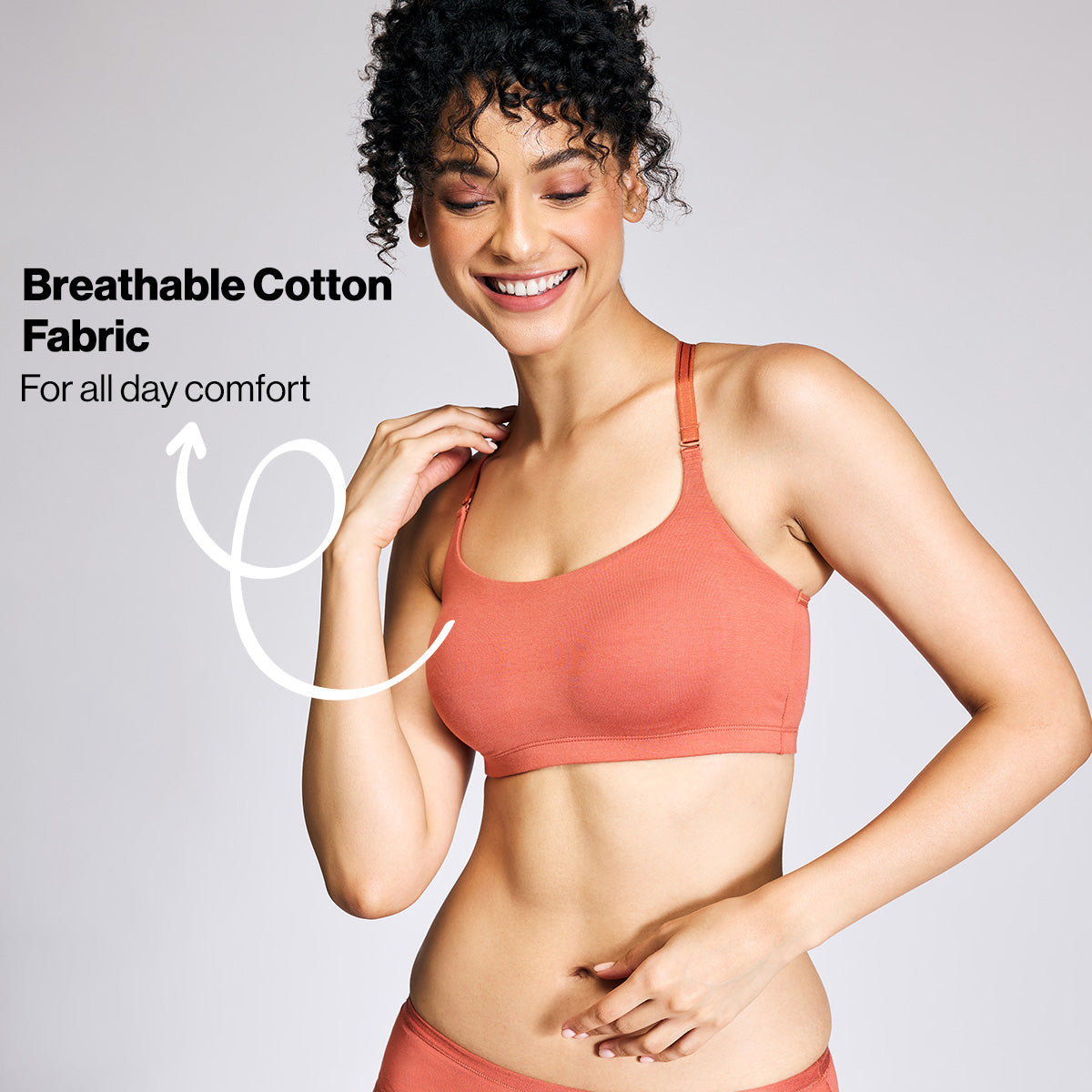 Nykd By Nykaa Easy Breezy Slip on Bra - Bruchetta NYB165-Carrot