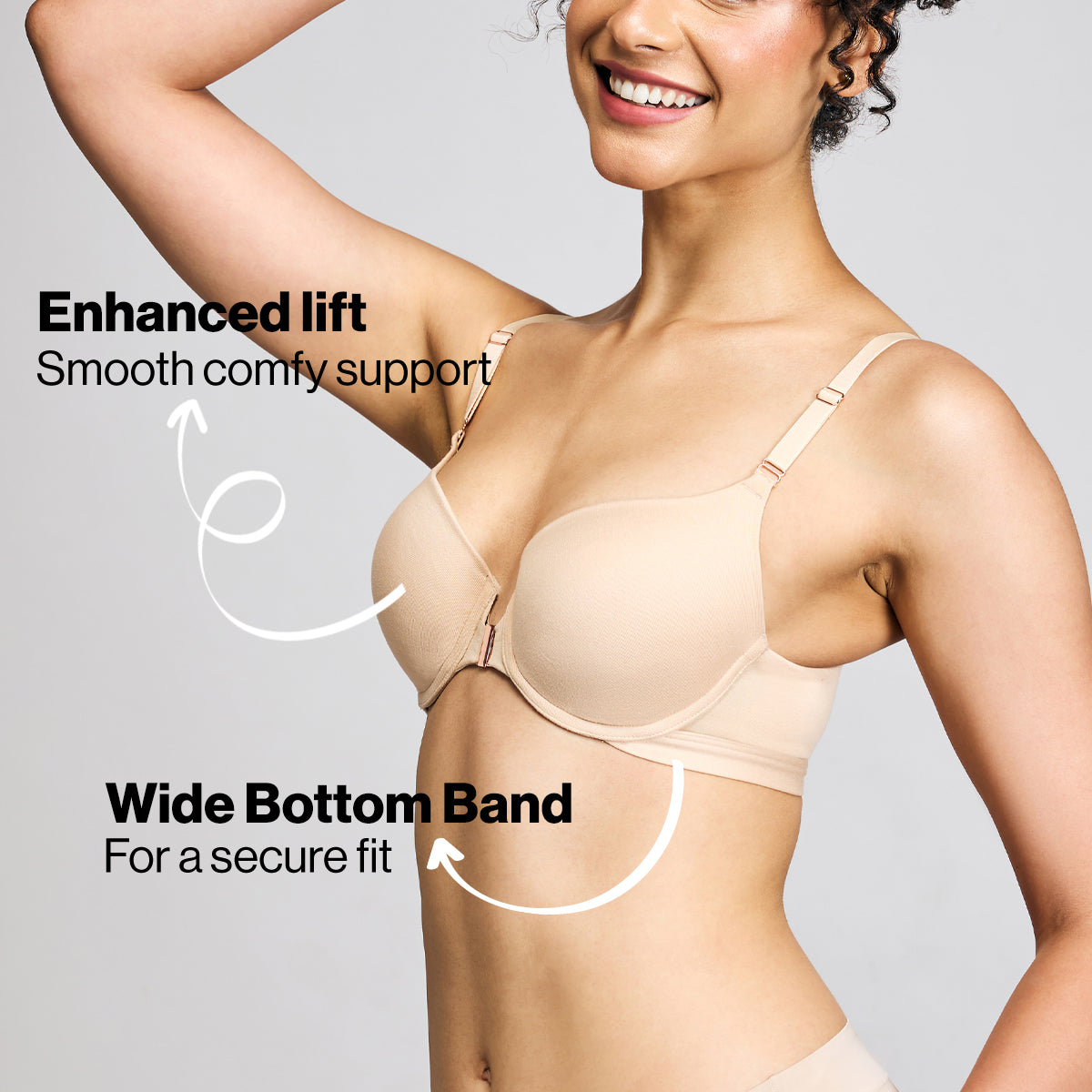 Nykd By Nykaa Infinity Edge Front Open Padded Wired Level 2 Push Up Bra NYB395 Skin