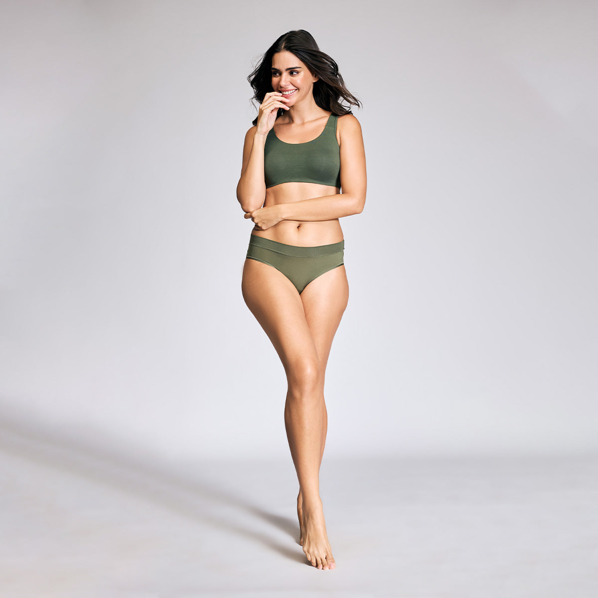 Soft cup easy-peasy slip-on bra with Full coverage-NYB113-Bettle green