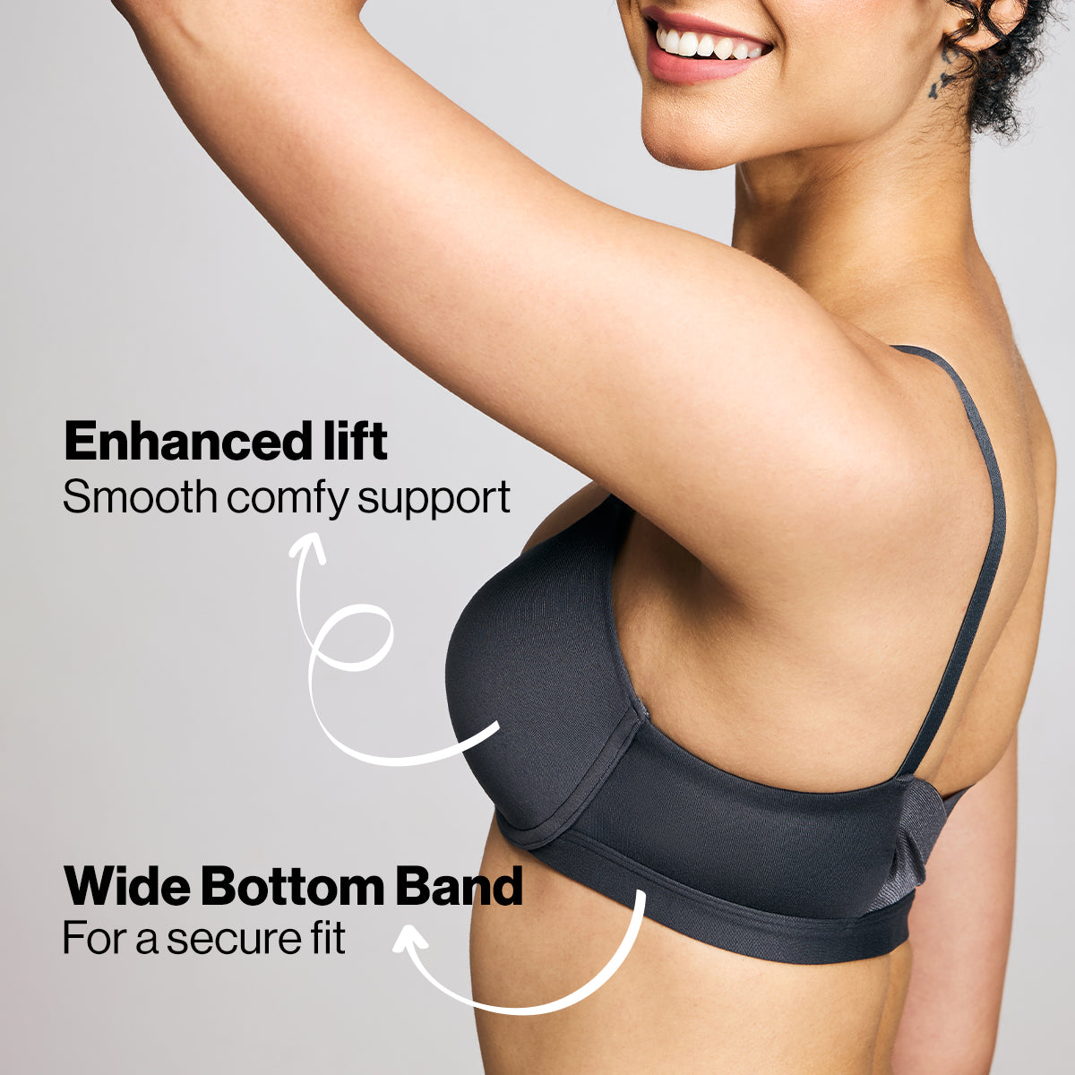 Nykd By Nykaa Infinity Edge Front Open Padded Wired Level 2 Push Up Bra NYB395 Dark Grey