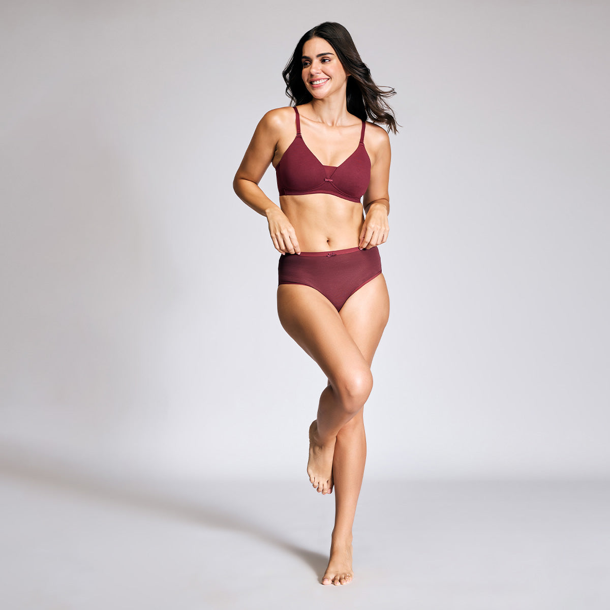 Nykd By Nykaa Breathe Cotton Triangle Cup Padded Non Wired T-Shirt Bra NYB003 Maroon