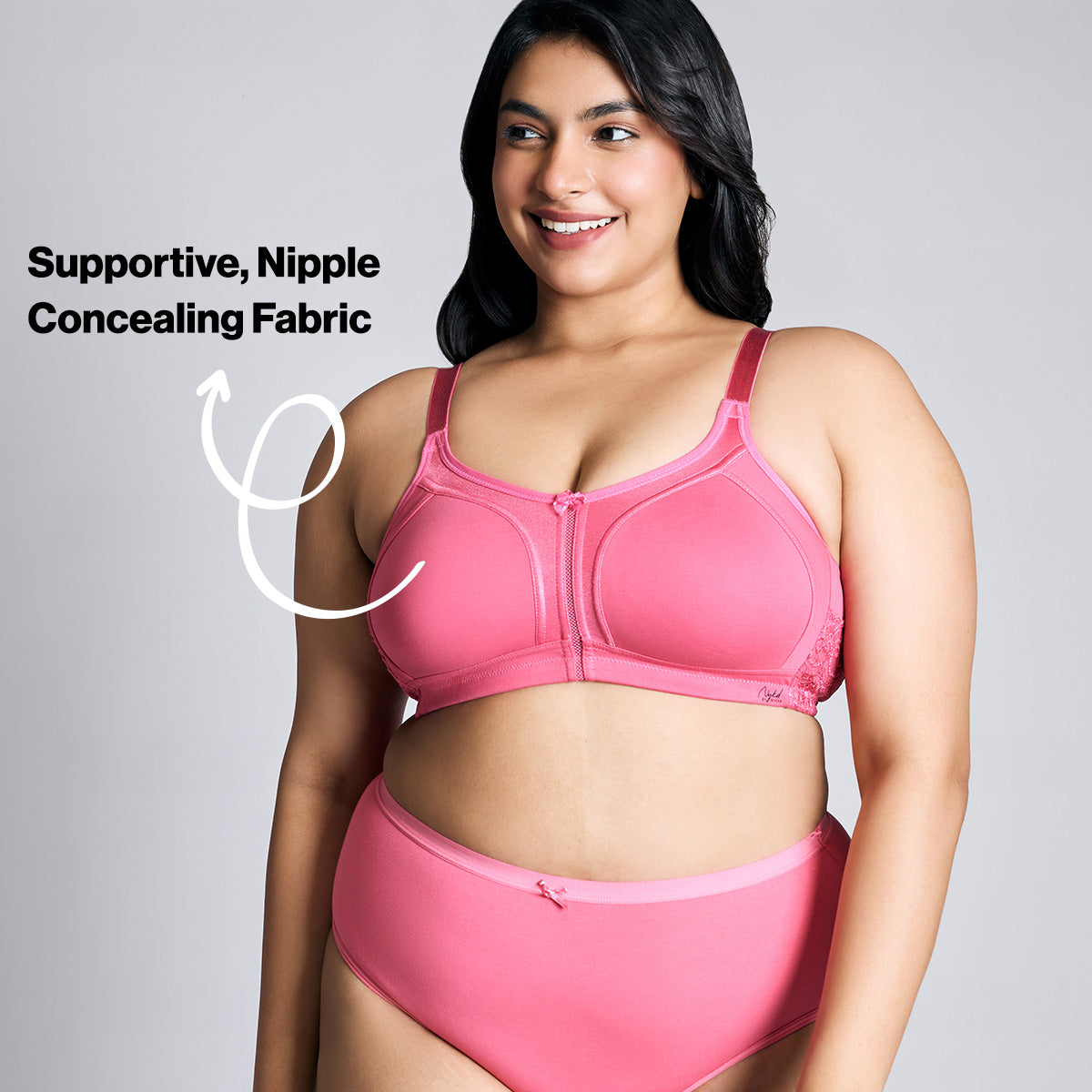 Nykd By Nykaa Everyday Cotton M-Frame Bounce Control Non-Padded Non-Wired Bra NYB101 Pink