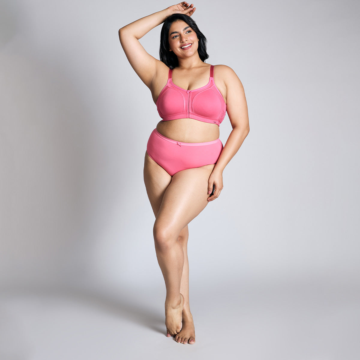 Nykd By Nykaa Everyday Cotton M-Frame Bounce Control Non-Padded Non-Wired Bra NYB101 Pink