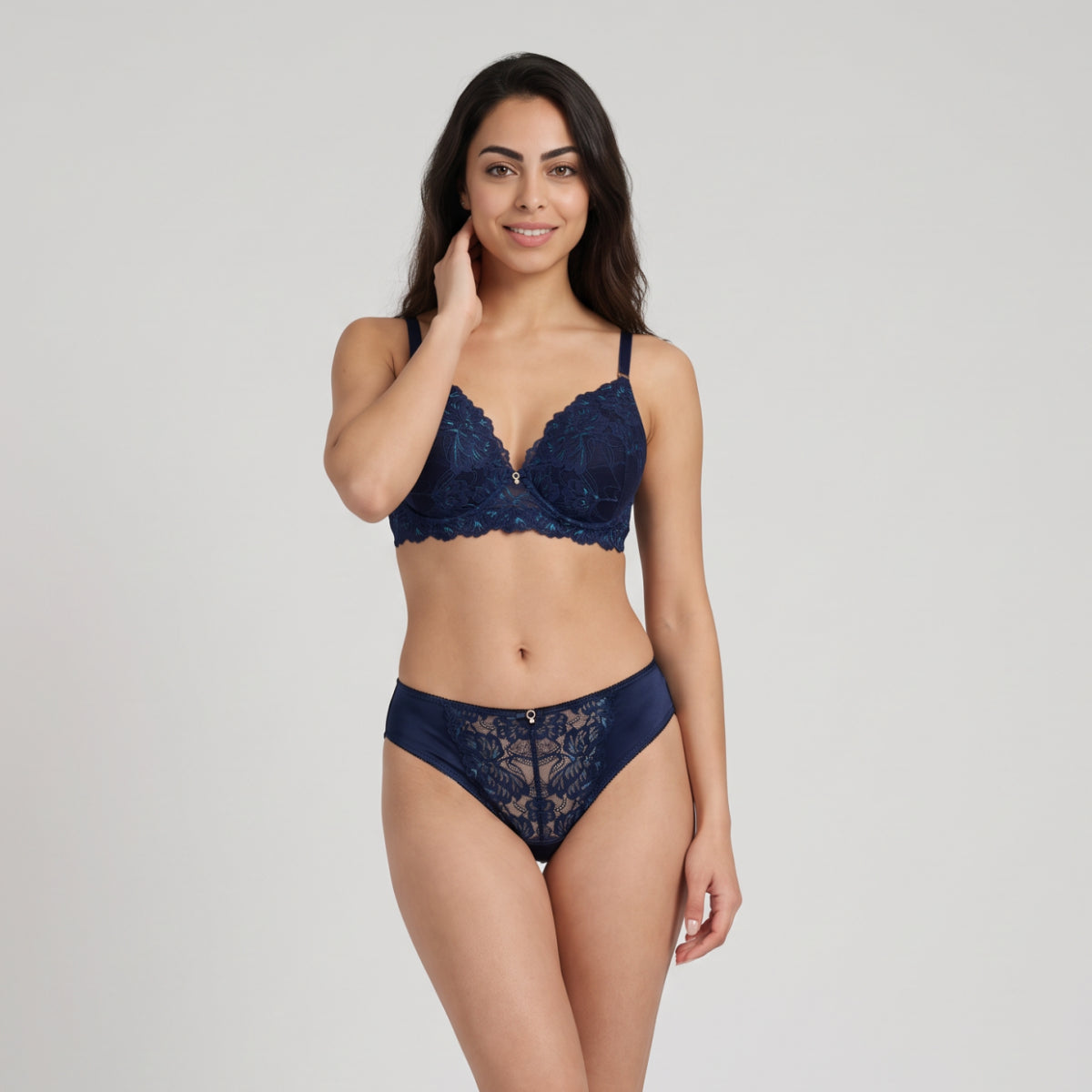 Nykd By Nykaa The Bridal Edit Lacy T-Shirt Padded Non-Wired Bra - NYB477 Navy