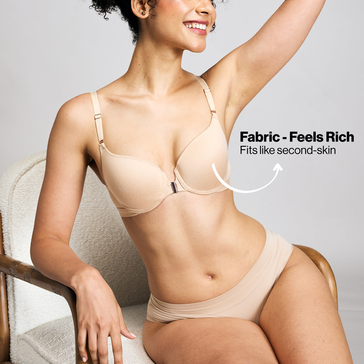 Nykd By Nykaa Infinity Edge Front Open Padded Wired Level 2 Push Up Bra NYB395 Skin