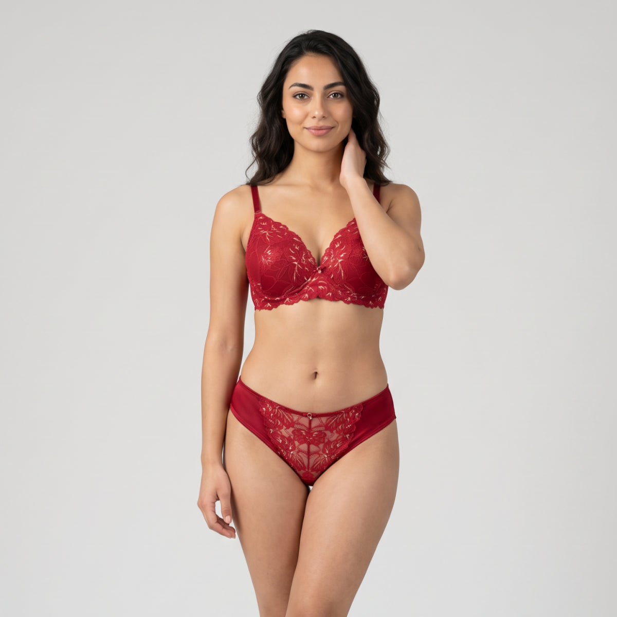 Nykd By Nykaa The Bridal Edit Lacy T-Shirt Padded Non-Wired Bra-NYB477 Red