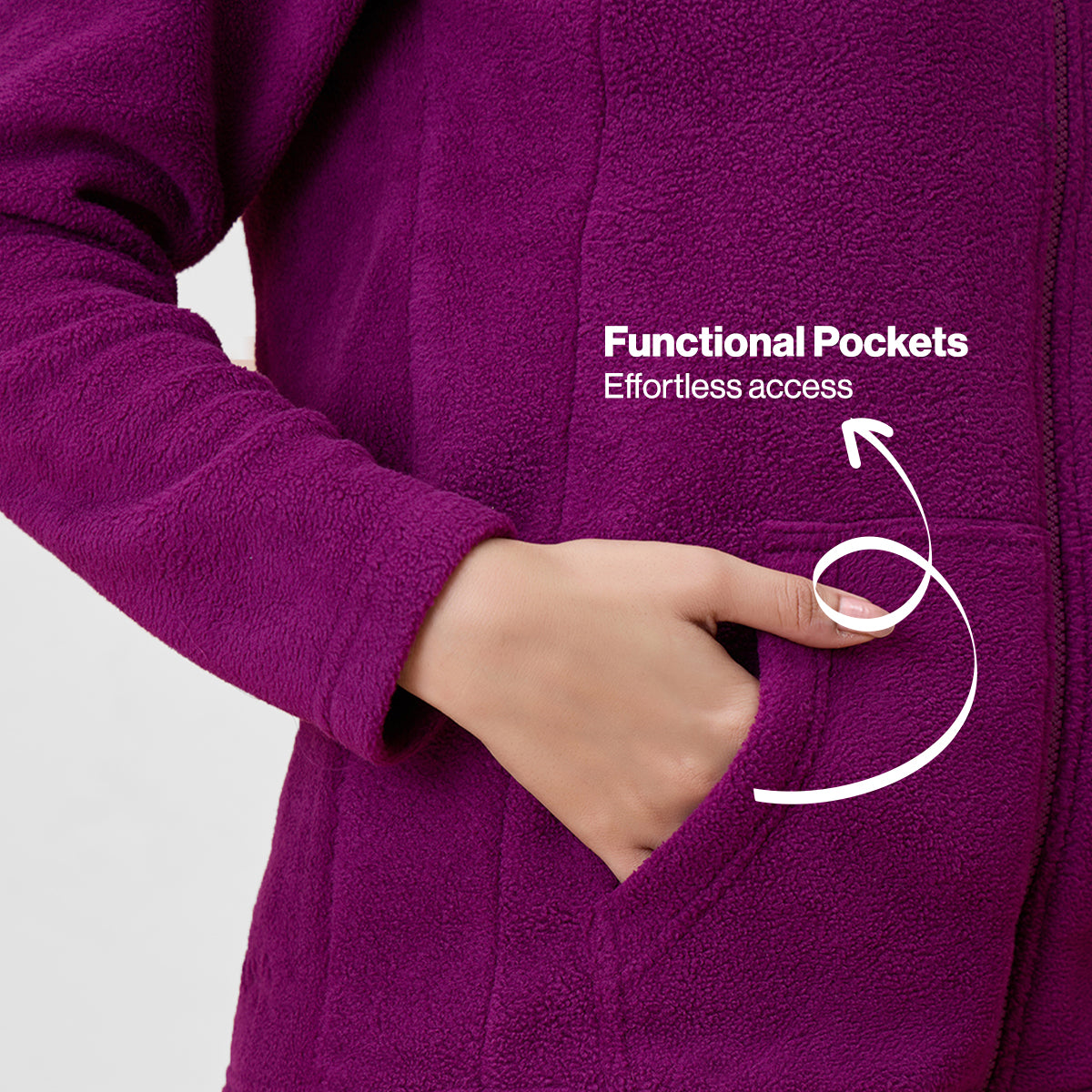 Cozy Sherpa Jacket with Zippered Front-NYLE701-Wine