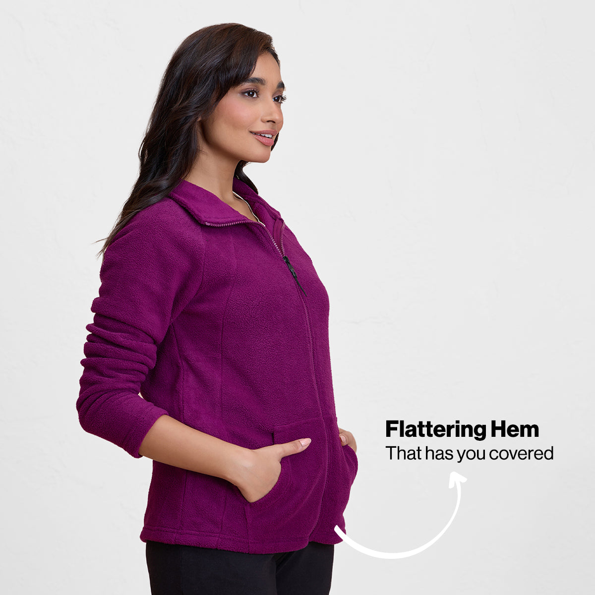 Cozy Sherpa Jacket with Zippered Front-NYLE701-Wine