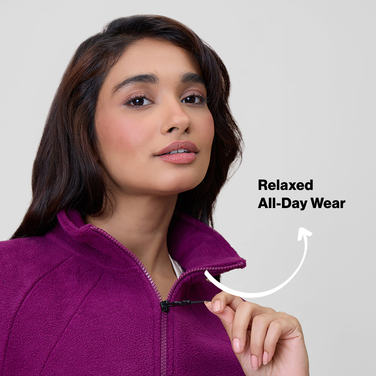 Cozy Sherpa Jacket with Zippered Front-NYLE701-Wine