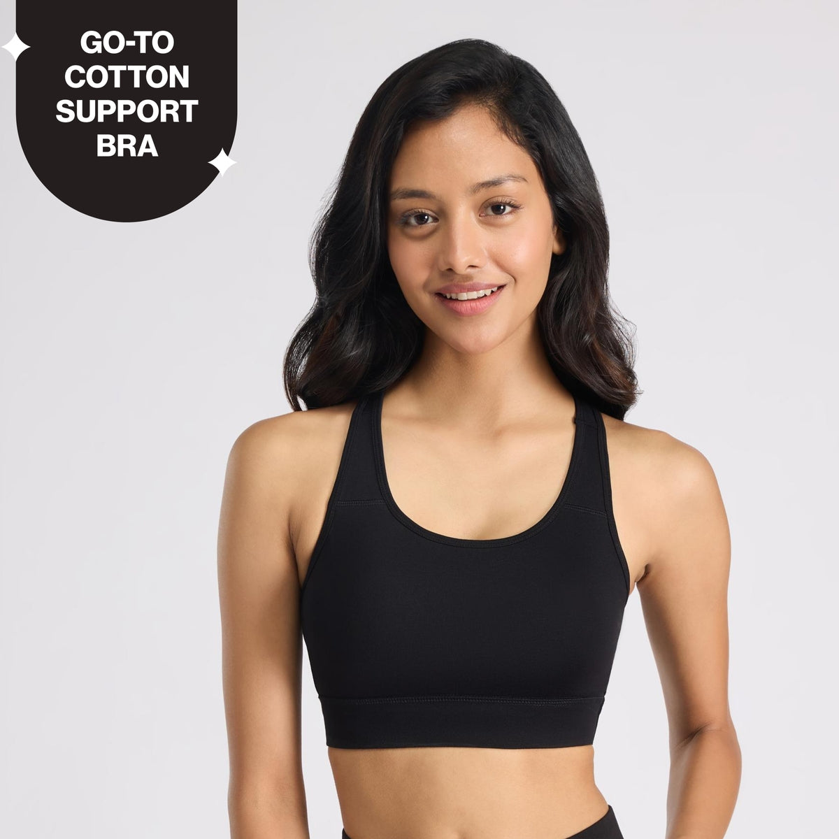 Nykd By Nykaa Cotton Slip On Sports Bra with Removable Cups NYK059 Black
