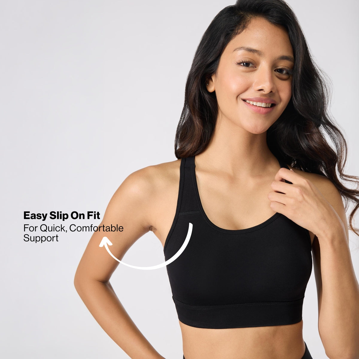 Nykd By Nykaa Cotton Slip On Sports Bra with Removable Cups NYK059 Black