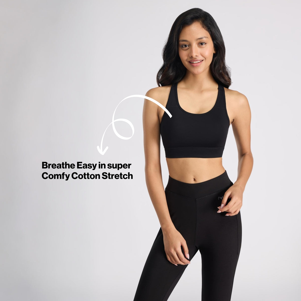 Nykd By Nykaa Cotton Slip On Sports Bra with Removable Cups NYK059 Black