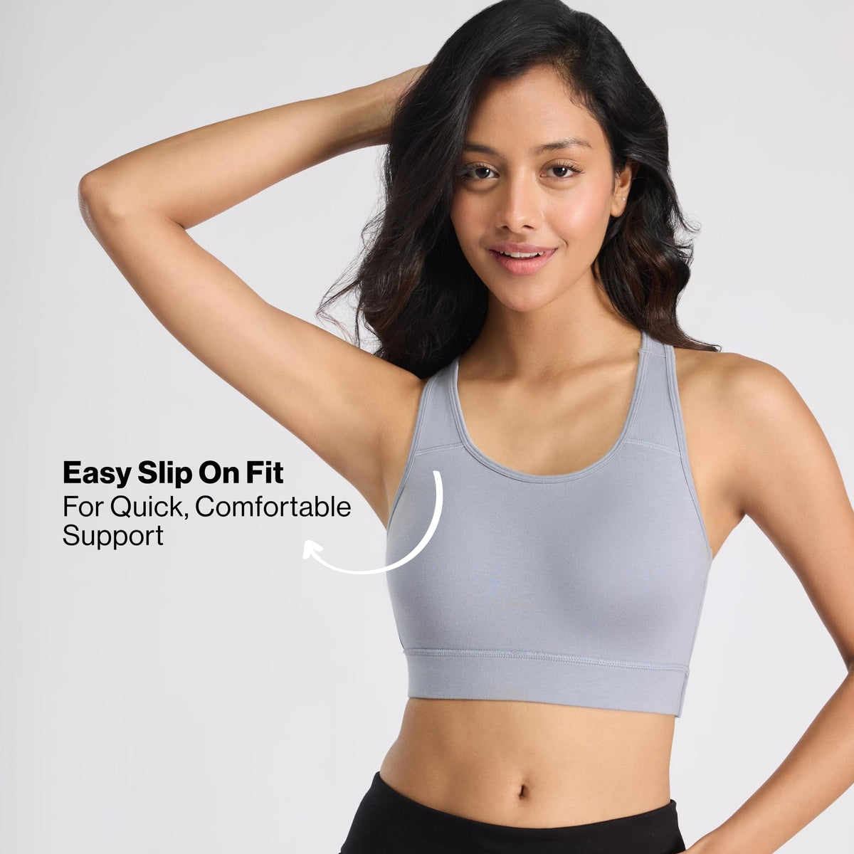 Everyday Cotton Sports Bra with Moulded Removable Cups for Walking& Yoga NYK059 Blue