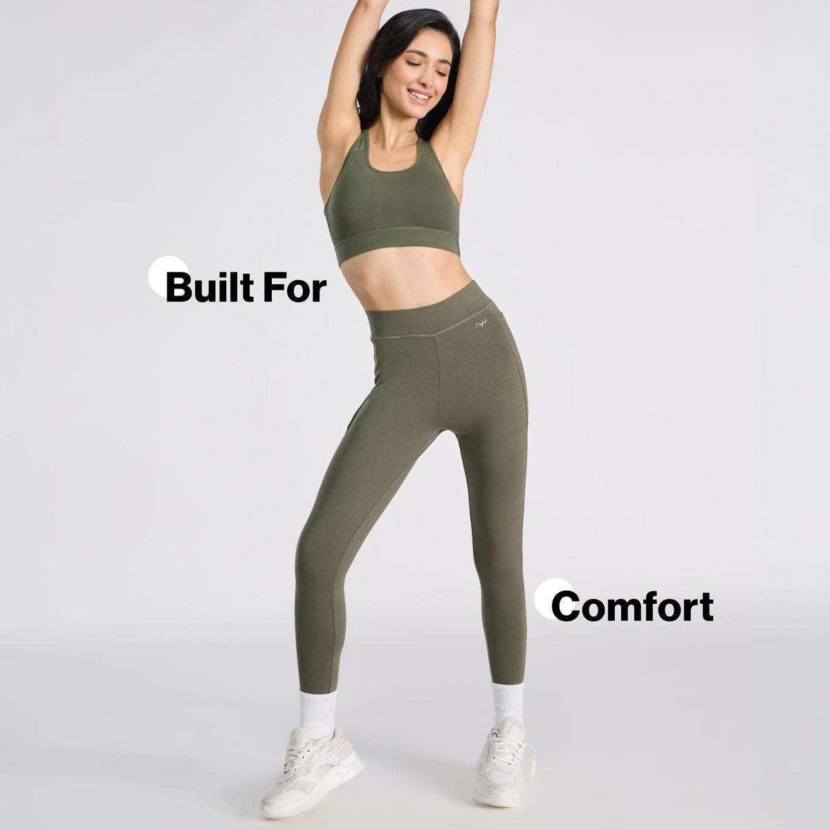 Nykd By Nykaa Cotton Slip On Sports Bra with Removable Cups NYK059 Beetle Green