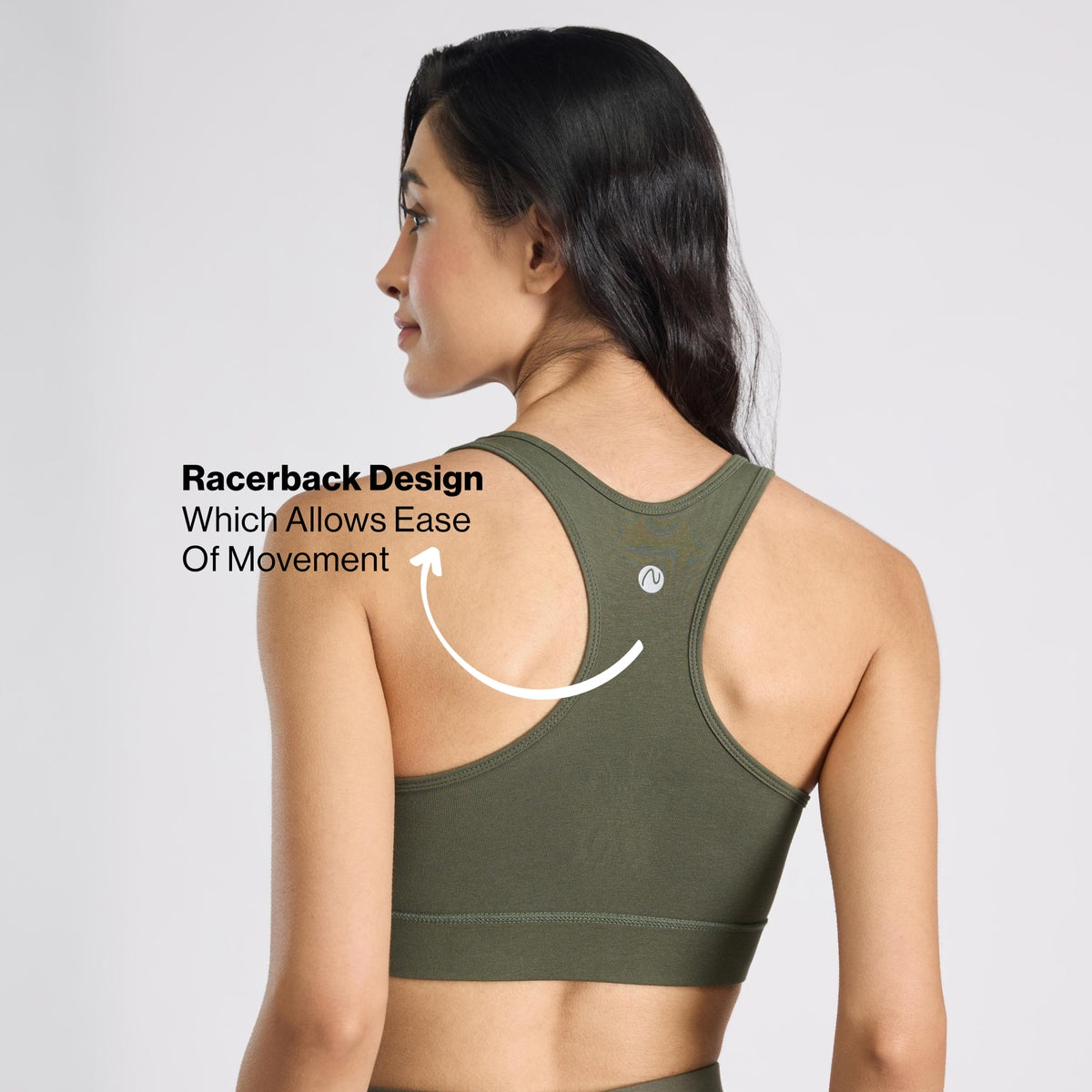 Nykd By Nykaa Cotton Slip On Sports Bra with Removable Cups NYK059 Beetle Green