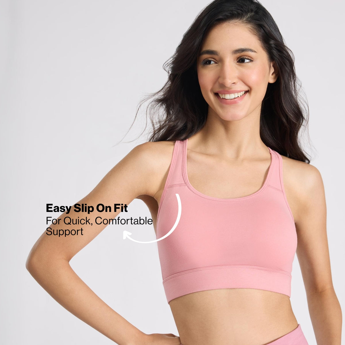 Nykd By Nykaa Cotton Slip On Sports Bra with Removable Cups NYK059 Pink
