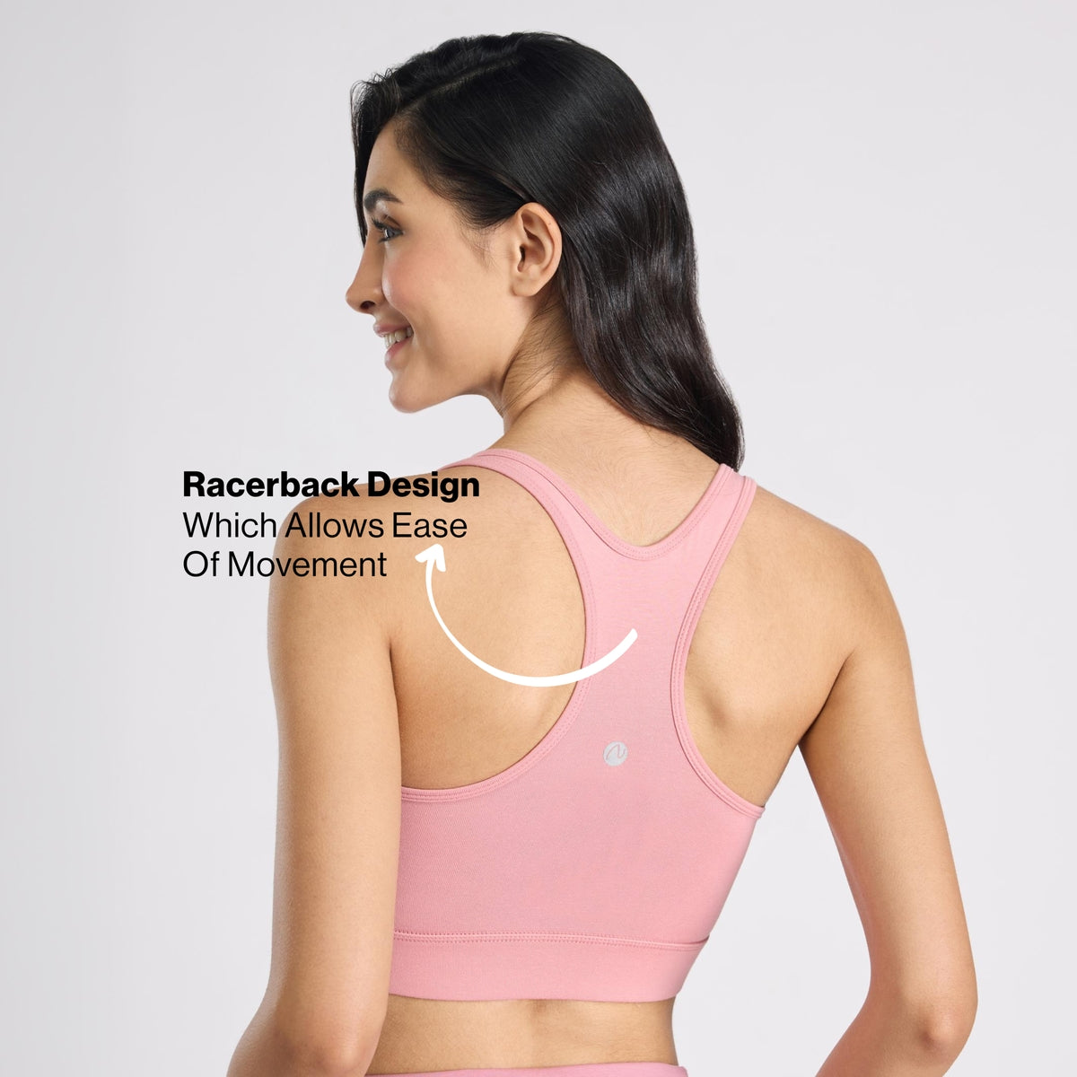 Nykd By Nykaa Cotton Slip On Sports Bra with Removable Cups NYK059 Pink