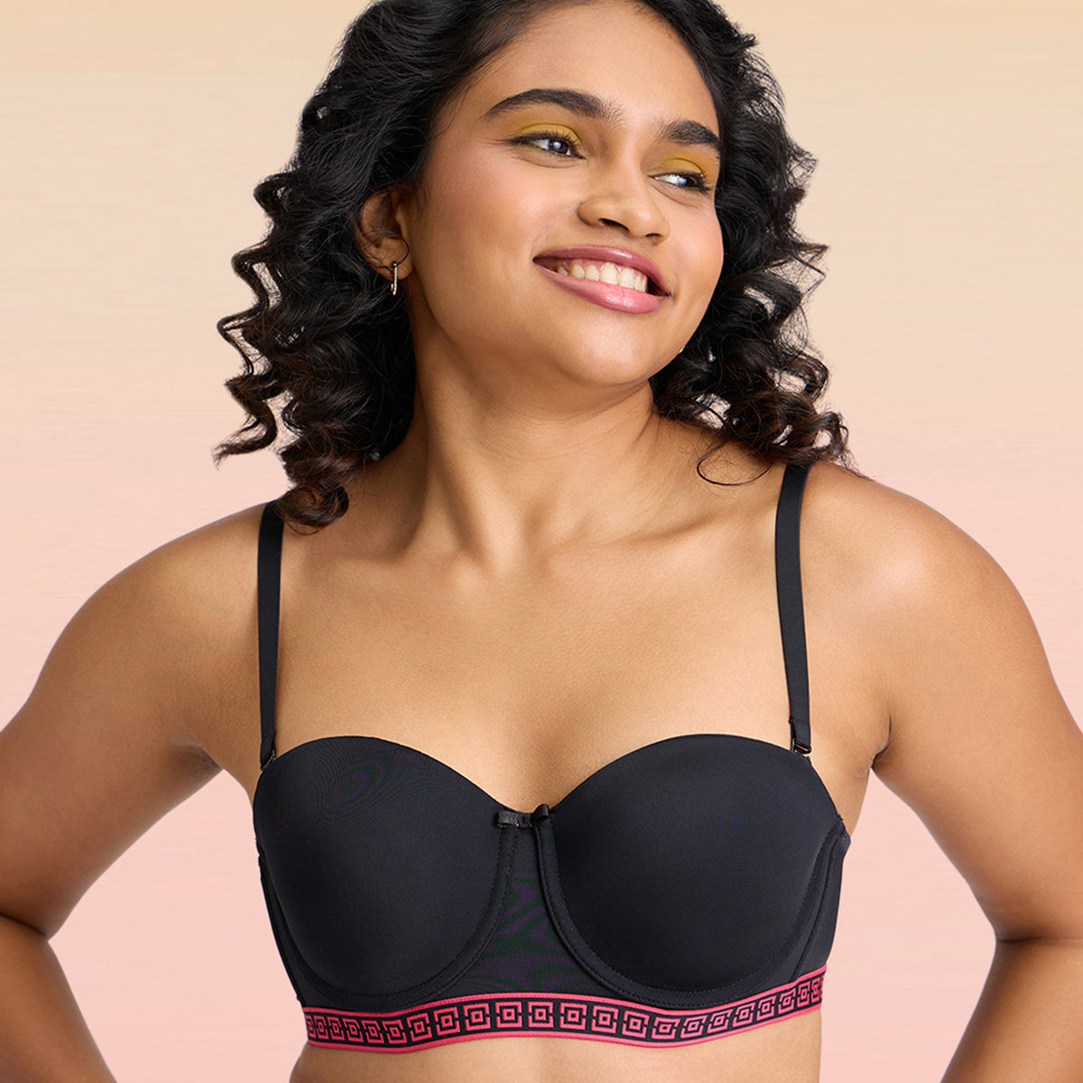 Lola & Mae  Varsity Edit Strapless bra-LMB1020-Black