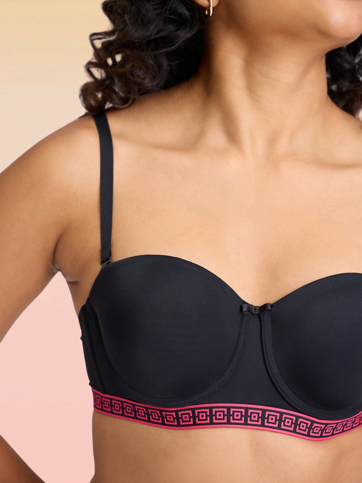 Lola & Mae Varsity Edit Strapless bra-LMB1020-Black