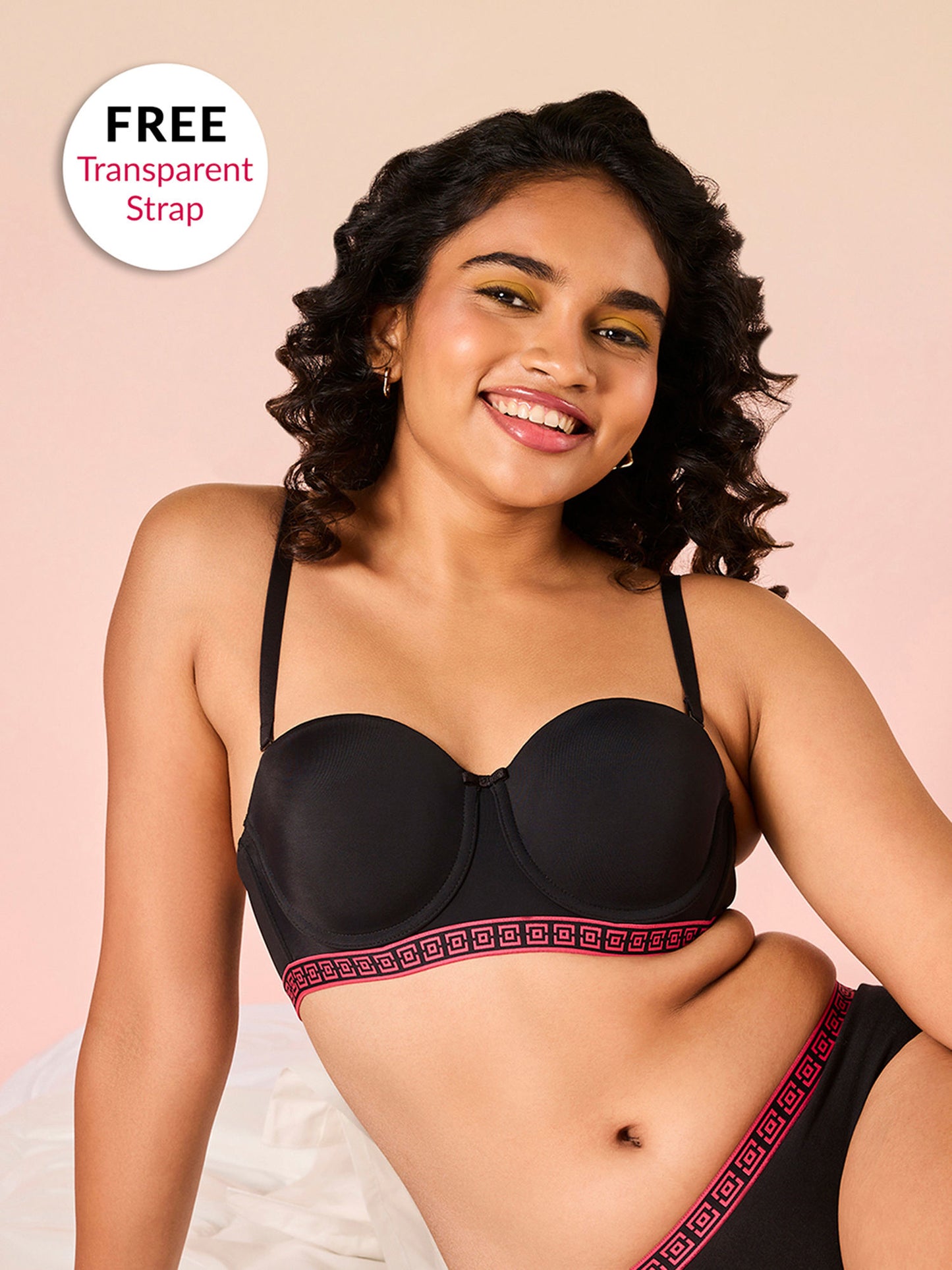 Lola & Mae Varsity Edit Strapless bra-LMB1020-Black