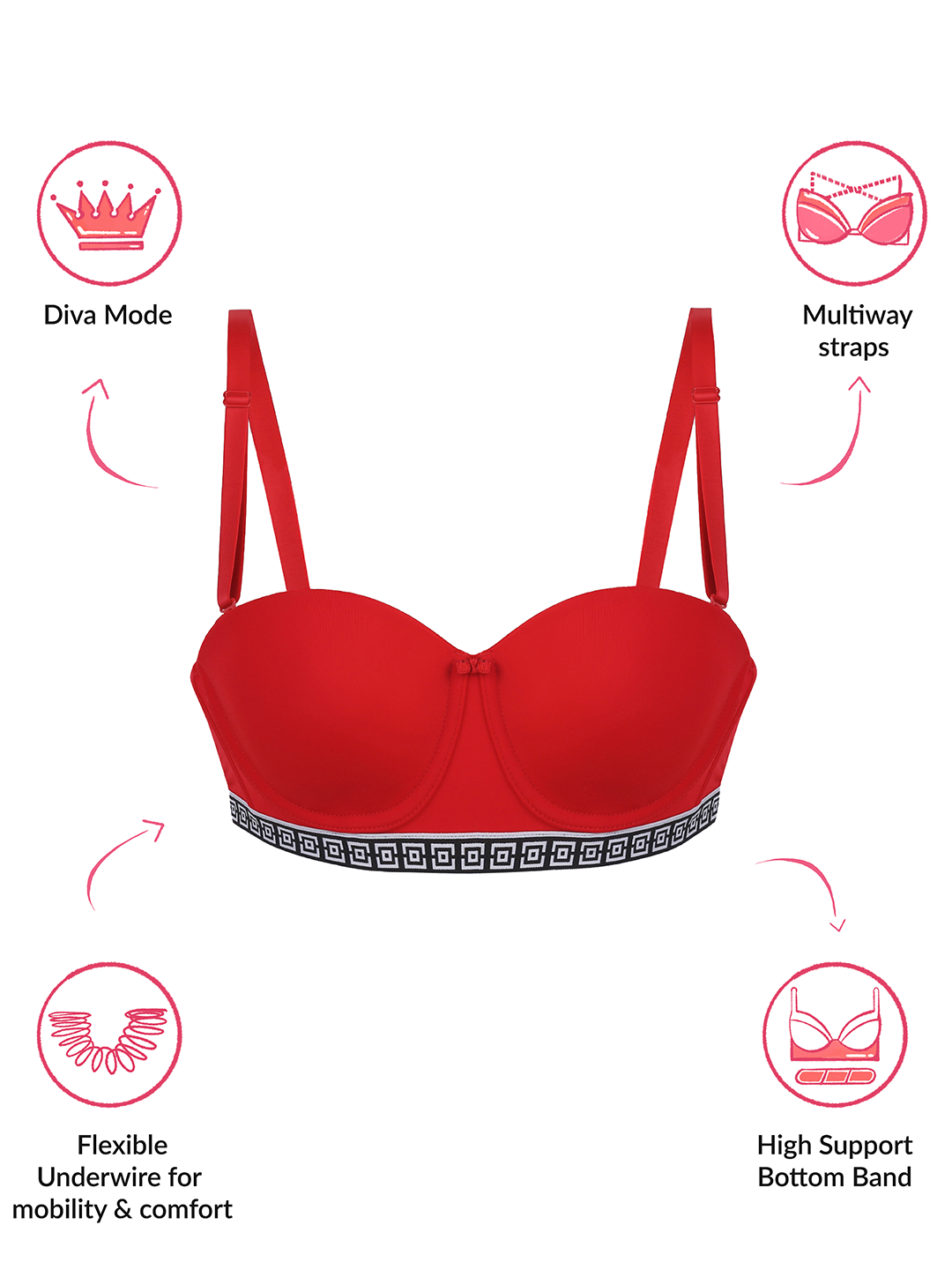 Lola & Mae  Varsity Edit Strapless bra - Cherry LMB1020