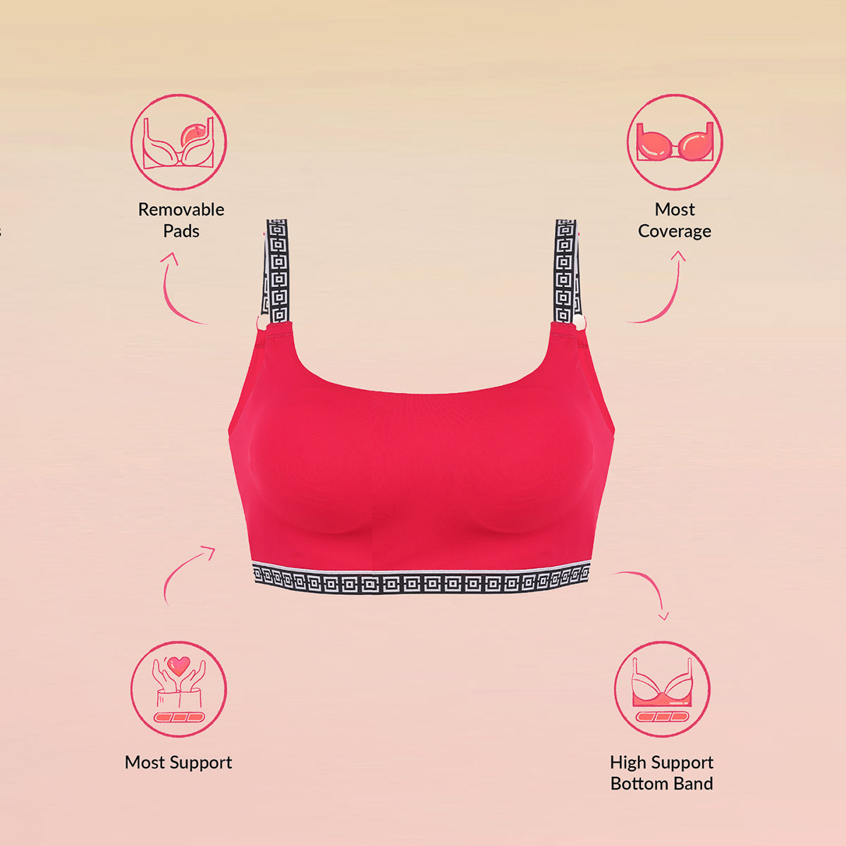 Lola & Mae  Varsity Edit Sports Bra - Red LMB1021