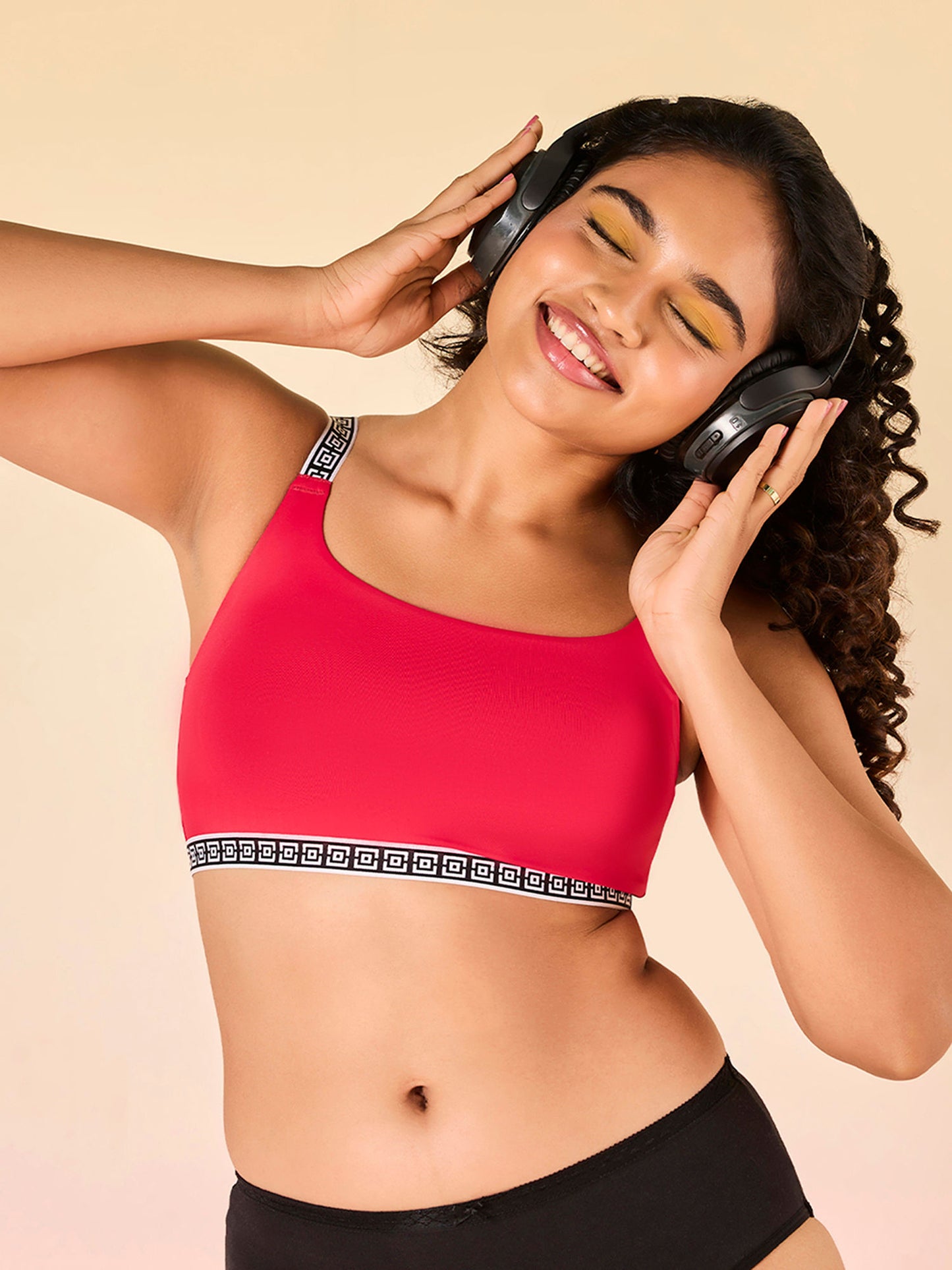 Lola & Mae Varsity Edit Sports Bra-LMB1021-Red