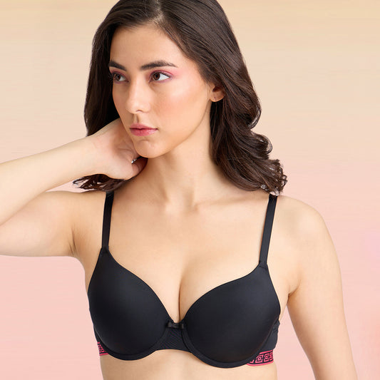 Lola & Mae  Varsity Edit Push up wired bra-LMB1022-Black