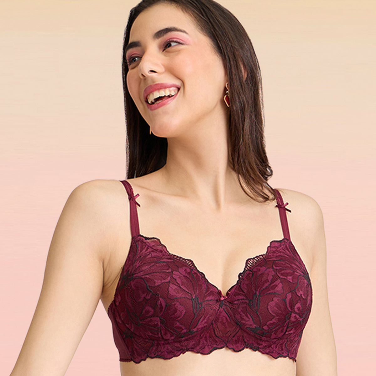 Lola & Mae  The Parisian Cut T-shirt Bra-LMB1023-Maroon