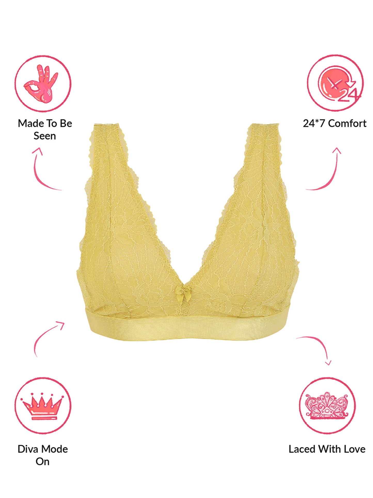 Lola & Mae "The Parisian Cut" Non Padded Bralette-LMB1035-Yellow