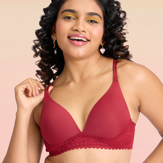 Lola & Mae  C.O.A.T Padded Non Wired Triangle Bra-LMB1036-Maroon