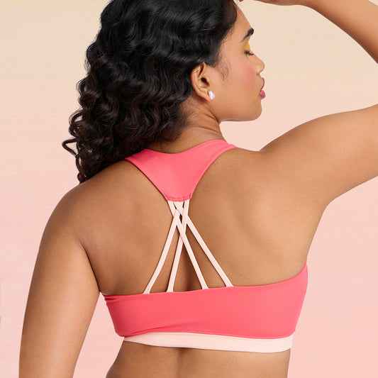 Lola & Mae Varsity Edit Sports Bra -  LMB1041-Coral