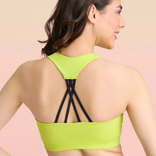 Lola & Mae Varsity Edit Sports Bra - LMB1041-Neon Green