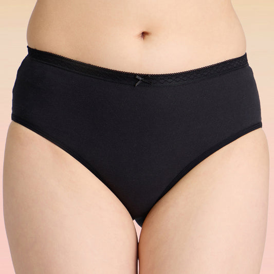 Lola & Mae  C.O.A.T Pack of 1 Hipster Panty With Trim Lace-LMP1004-Black