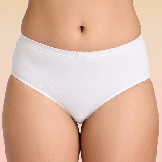 Lola & Mae  C.O.A.T Pack of 1 Hipster Panty With Trim Lace-LMP1004-White