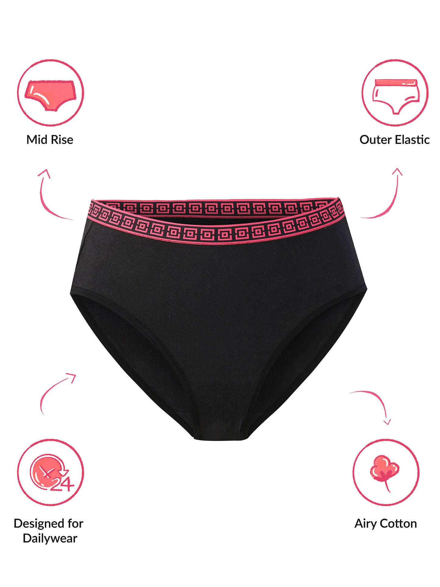 Lola & Mae Varsity Edit Pack of 1 Bikini-LMP1005-Black