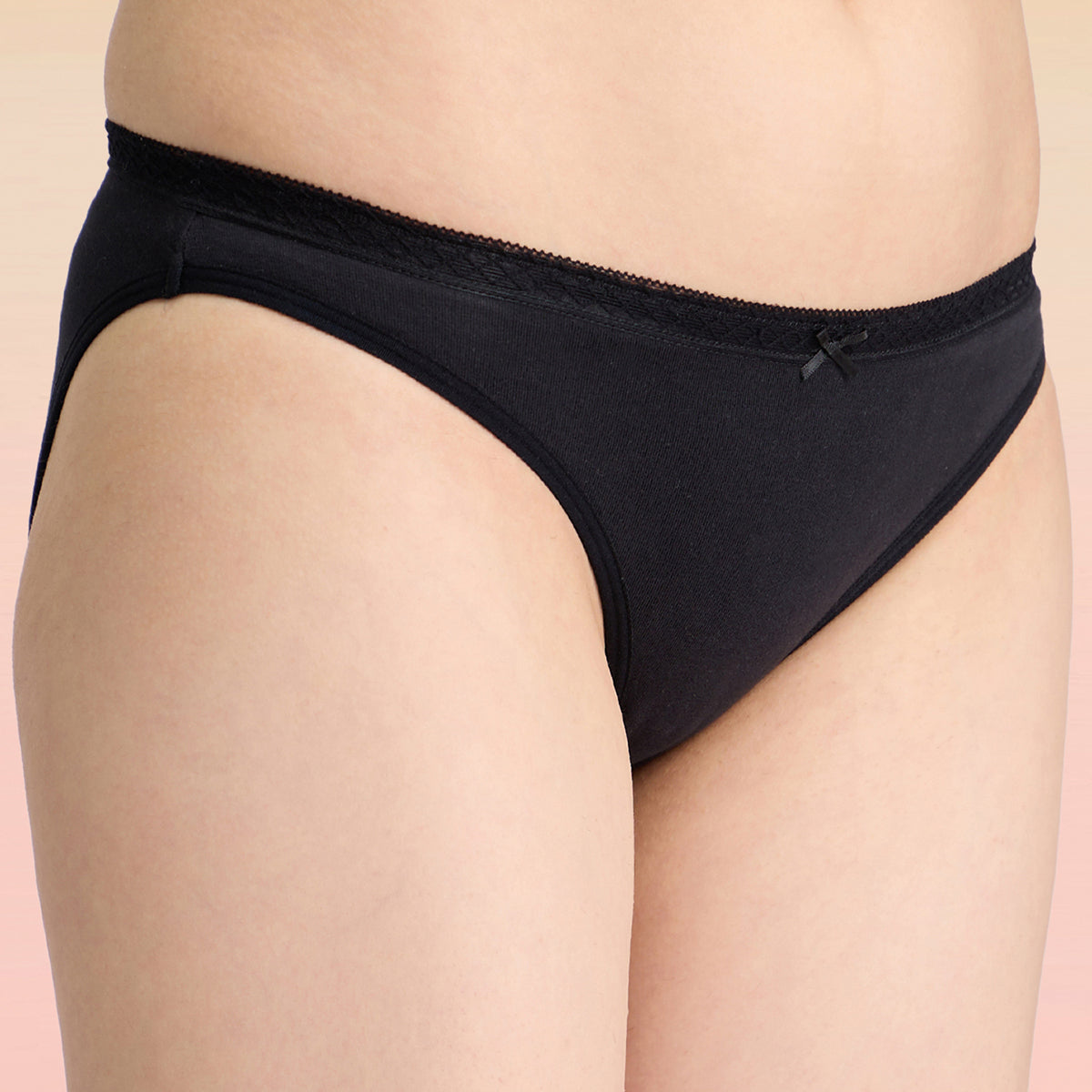 Lola & Mae  C.O.A.T Pack of 1 Bikini Panty With Trim Lace-LMP1007-Black