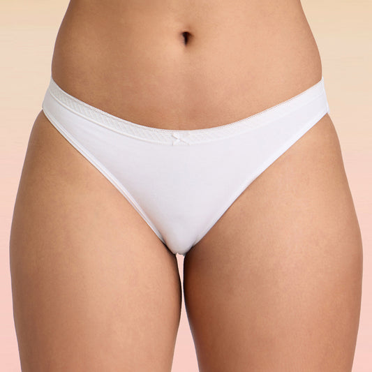 Lola & Mae  C.O.A.T Pack of 1 Bikini Panty With Trim Lace-LMP1007-White